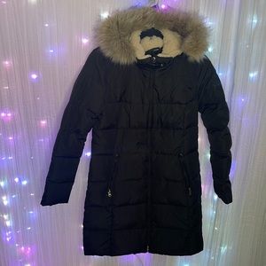 Ralph Lauren Down Feather Long Puffer Jacket with Fur Hood